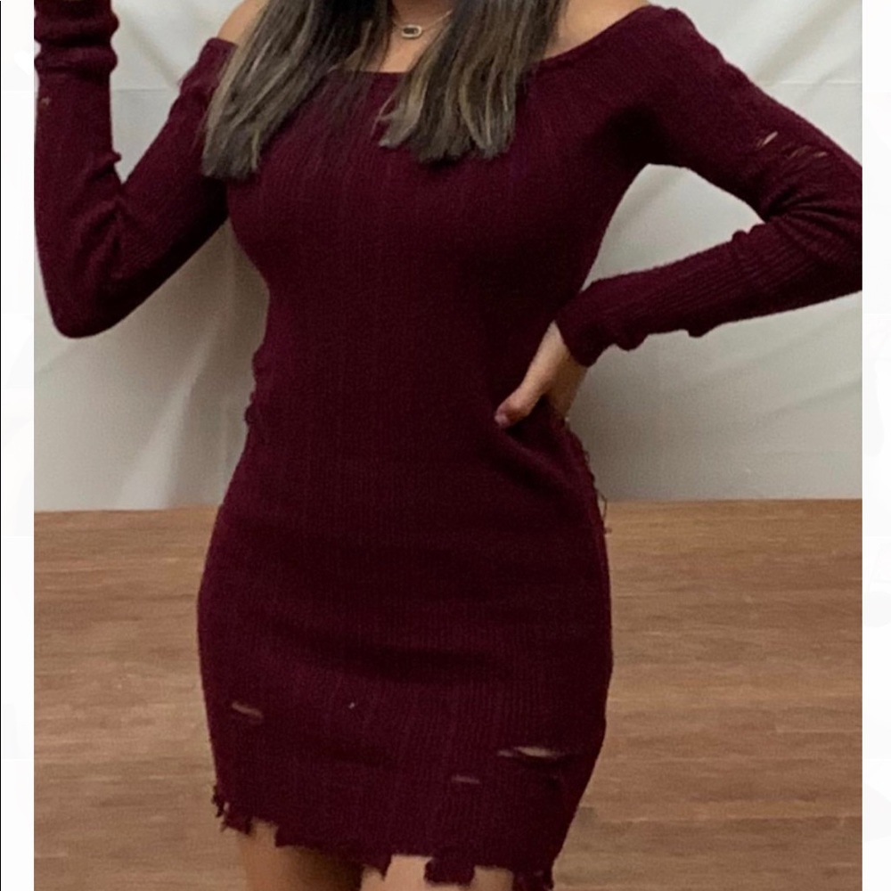 Forever 21 Ripped maroon sweater dress!